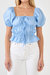 Tie Detail Shirring Top with Short Sleeves