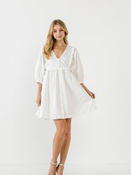 V Button Down Baby Doll Dress