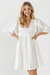 V Button Down Baby Doll Dress - White