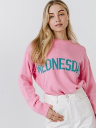 Wednesday Motif Sweater - Pink