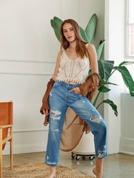 ‘90s High Rise Heavily Distressed Boyfriend Jeans