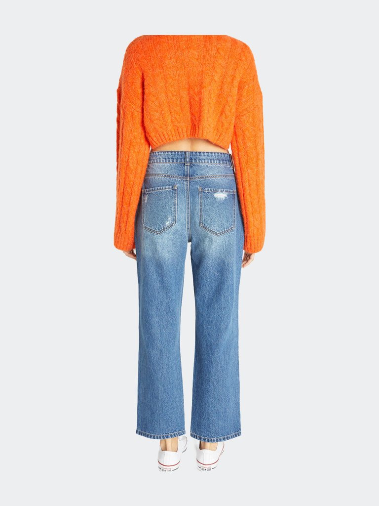 ‘90s High Rise Heavily Distressed Boyfriend Jeans