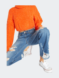 ‘90s High Rise Heavily Distressed Boyfriend Jeans