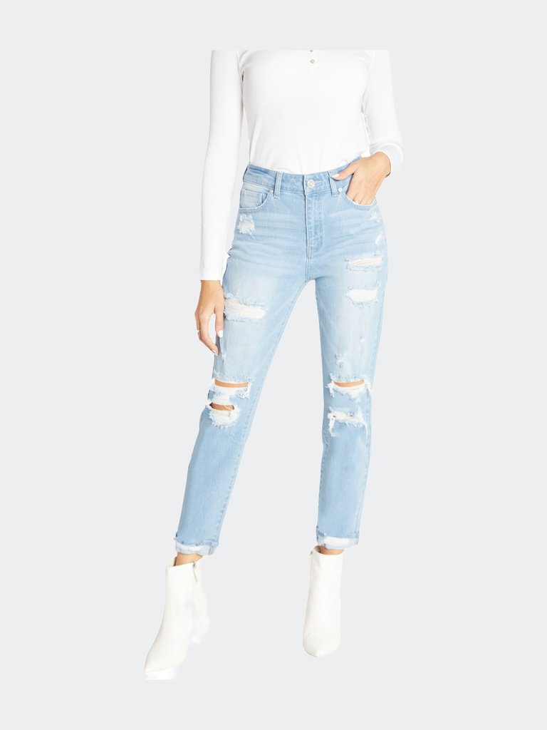 90s Vintage Super High Rise Girlfriend Jeans - Light Blue