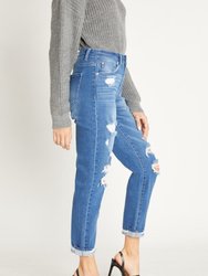 90s Vintage Super High Rise Girlfriend Jeans - Medium Blue