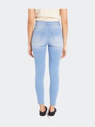 High Rise 2-Button Destructed Ankle Skinny - Light Blue