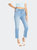 High Rise Slim Straight Jeans With Uneven Frayed Hem - Light