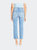 High Rise Slim Straight Jeans With Uneven Frayed Hem - Light