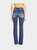 High Waisted Slim Bootcut Jeans - Dark Blue