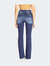 High Waisted Slim Bootcut Jeans - Dark Blue