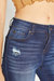 High Waisted Slim Bootcut Jeans - Dark Blue