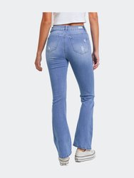 High Waisted Slim Bootcut Jeans - Light Blue