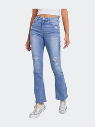 High Waisted Slim Bootcut Jeans - Light Blue - Light Blue