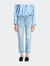 Super High Rise Boyfriend Jeans With Cuffed Hem - Light Blue