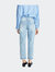 Super High Rise Boyfriend Jeans With Cuffed Hem - Light Blue