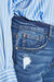 Super High Rise Boyfriend Jeans With Cuffed Hem - Medium Blue