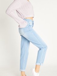 Super High Rise Mom Jeans With Cuffed Hem - Light