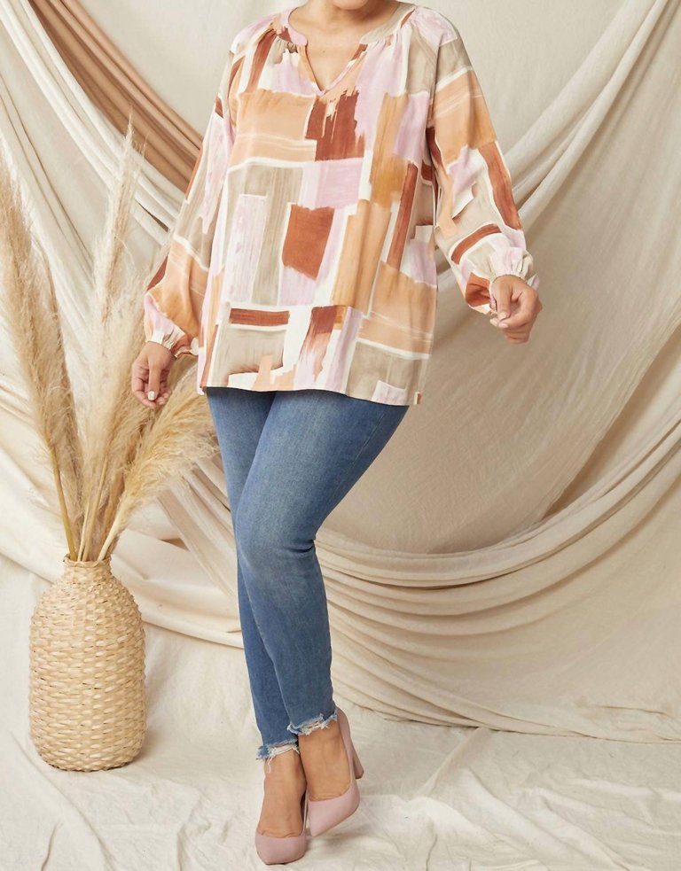 Abstract V-Neck Top - Multi