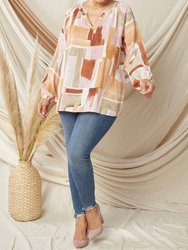 Abstract V-Neck Top - Multi