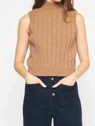 Cable Knit Sweater Vest - Camel