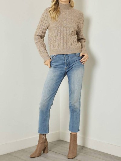entro Cable Knit Turtleneck Sweater In Taupe product