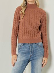 Cable Knit Turtleneck Sweater - Cinnamon