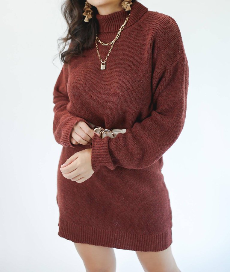 Cinnamon Spice Sweater Dress In Chocolate - Chocolate