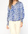 Collared Button Up Top In Navy And White - Navy And White