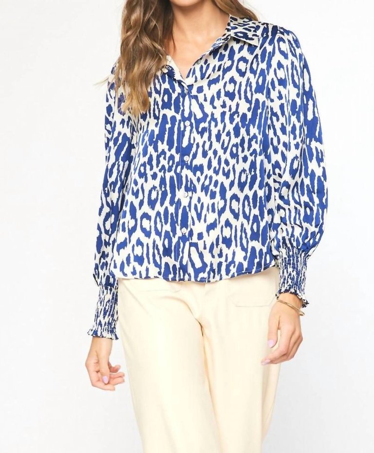 Collared Button Up Top - Black And White