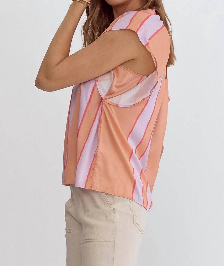 Color Block Top In Peach