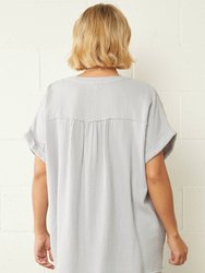 Crinkled Plus Top With Frayed Hems