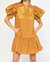 Embroidered Puff Sleeve Dress - Gold