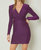 Glittery V-Neck Long Sleeve Mini Dress - Purple