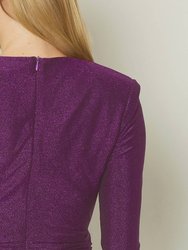 Glittery V-Neck Long Sleeve Mini Dress
