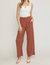 High Waisted Full Leg Pants With Pockets - Brown