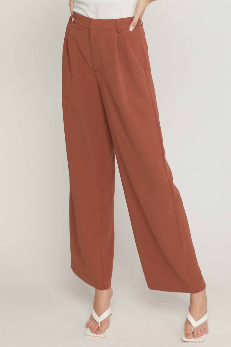 High Waisted Full Leg Pants With Pockets