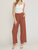 High Waisted Full Leg Pants With Pockets - Brown