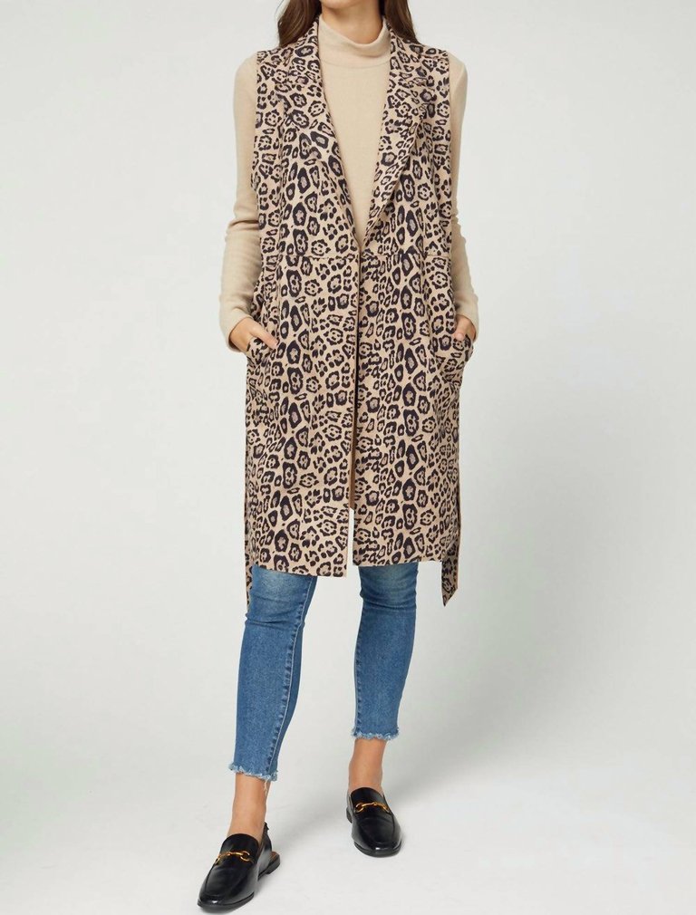 Leopard Faux Suede Vest - Taupe