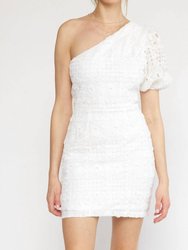 One Shoulder Embellished Dress - White