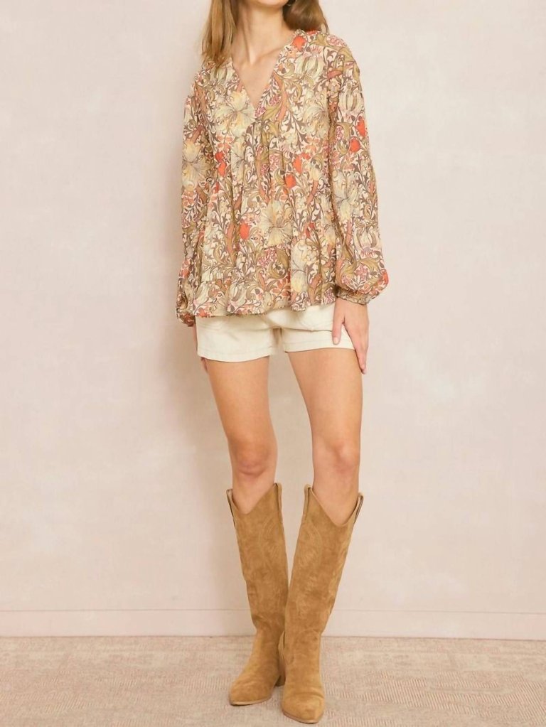 Paisley Floral Blouse - Mocha