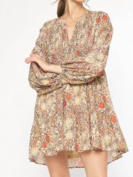 Paisley Floral Dress - Mocha