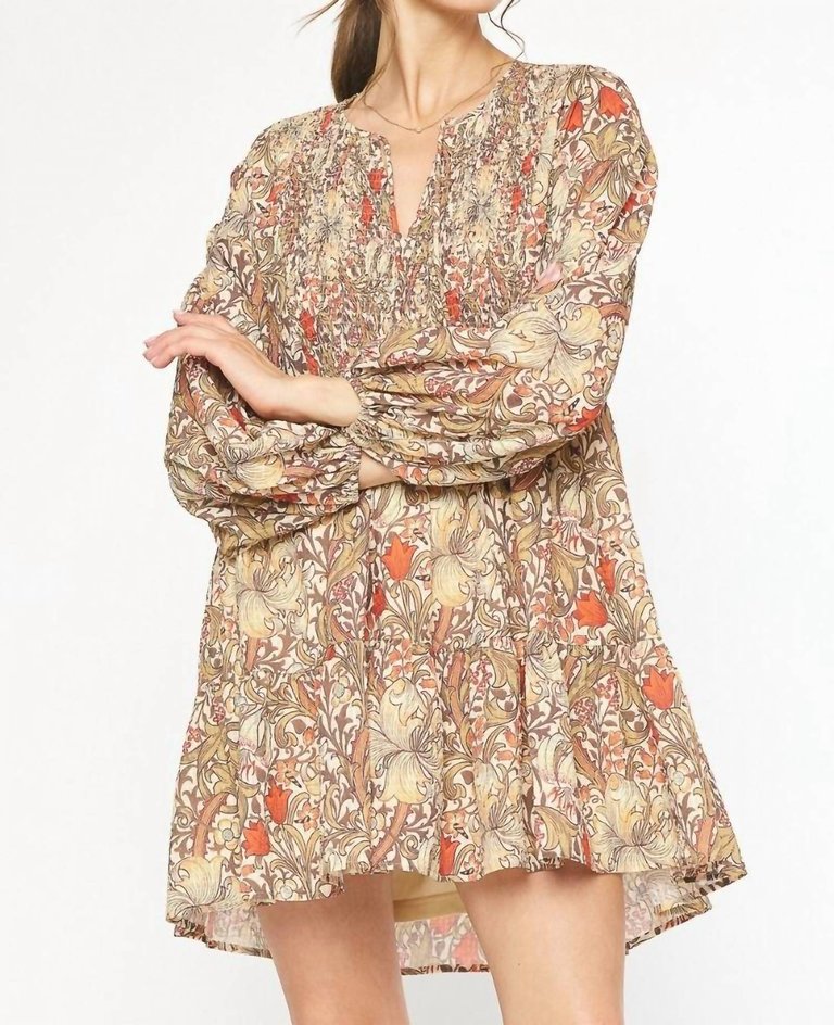 Paisley Floral Dress - Mocha