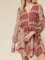 Paisley Print Dress - Marsala Wine