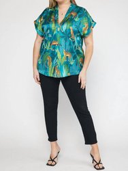 Permanent Rolled Cuffs V-Neck Top