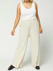 Plus Wide Leg Pants - Oatmeal