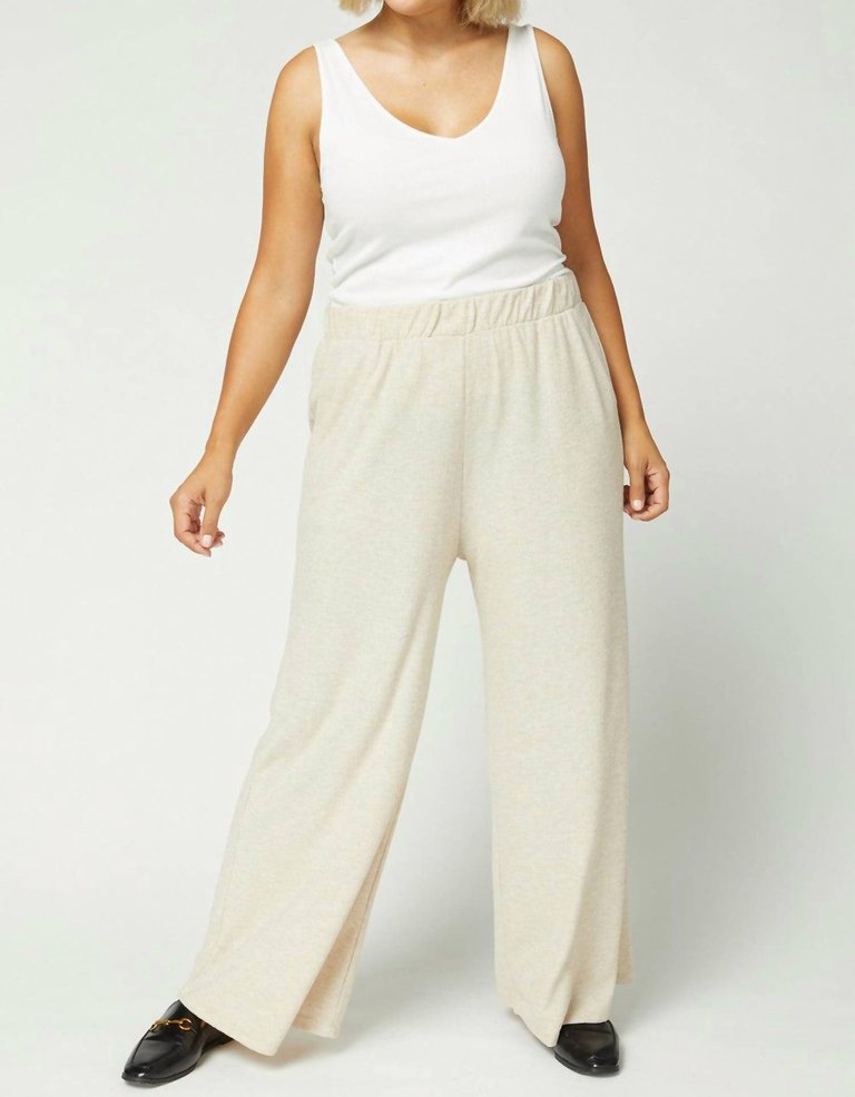 Plus Wide Leg Pants - Oatmeal