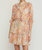Print Dress With Ruffle Detail And Smocked Waist - Coral