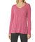 Ribbed V Neck Long Sleeve Top In Magenta - Magenta