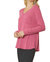 Ribbed V Neck Long Sleeve Top In Magenta