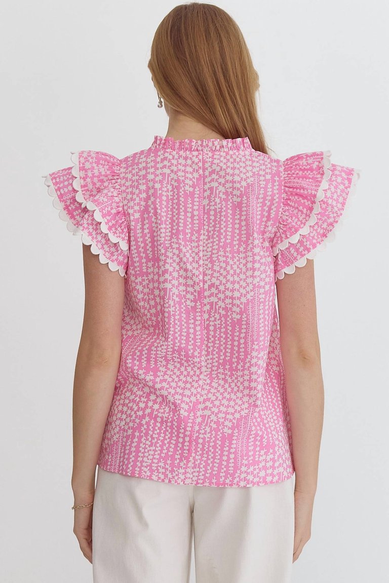 Ric Rac Floral Top In Pink